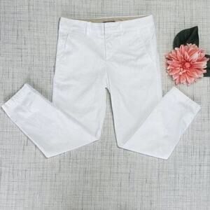 Vince Cotton White Mid Rise Cropped Straight Boyfriend Trouser Pants Size‎ 4